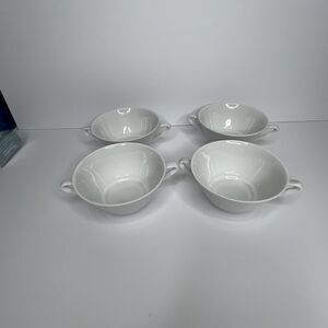 Vintage Scherzer Bavaria Germany White Porcelain Double Handed Soup Bowls